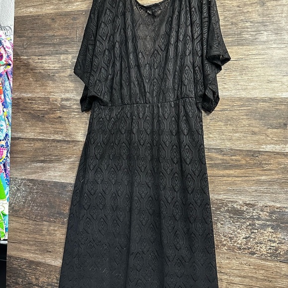 Eloquii Black Cowl Neck Maxi Sun Dress with Dolman Sleeves - Picture 7 of 11